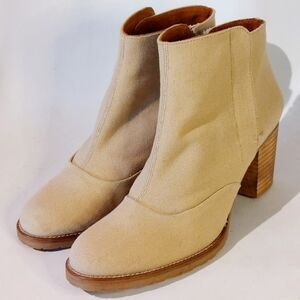 Kurt Geiger natural canvas leather-lined, mid-heel ankle boot, EU41, NEW!